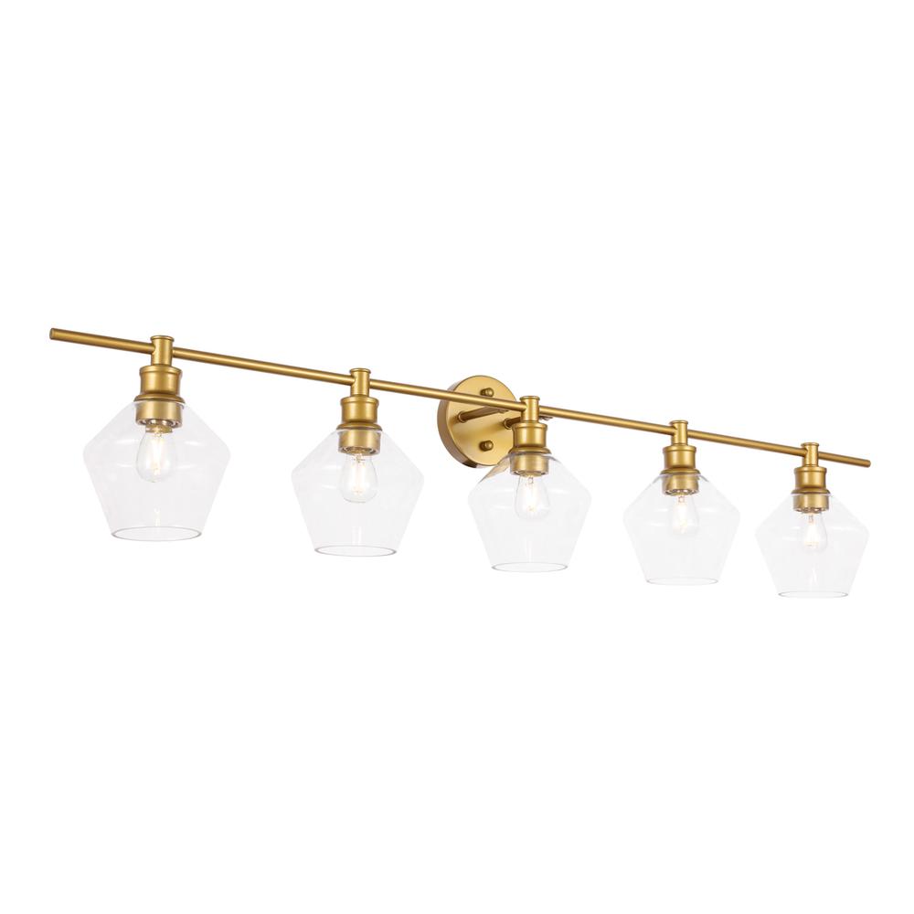 Gene 5 Light Brass And Clear Glass Wall Sconce. Picture 13