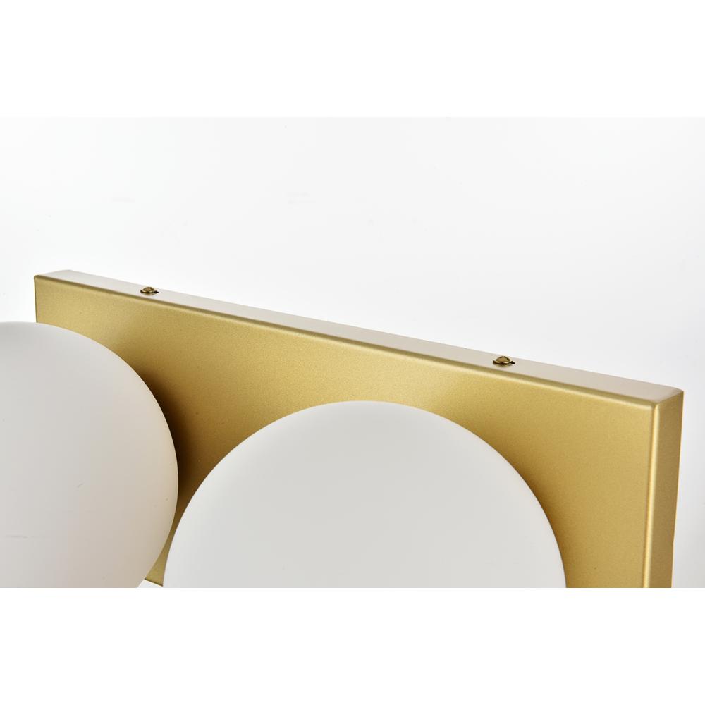 Jaylin 2 Light Brass And Frosted White Bath Sconce. Picture 5