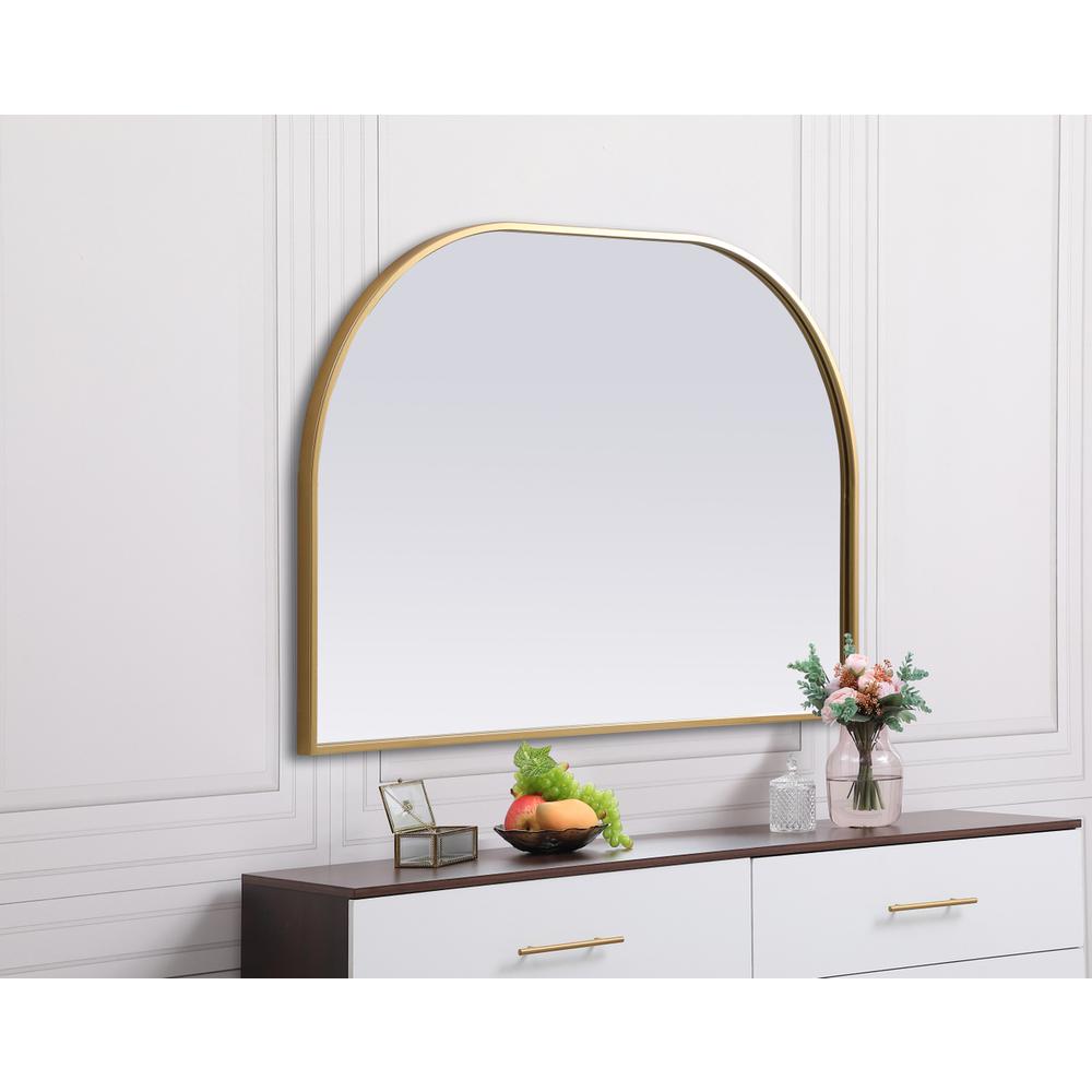Metal Frame Arch Mirror 36X24 Inch In Brass. Picture 4