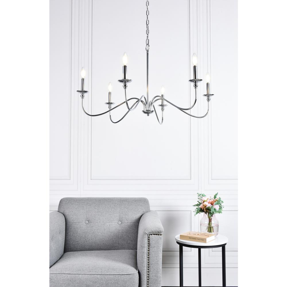 Rohan 6 Lights Polished Nickel Chandelier. Picture 8