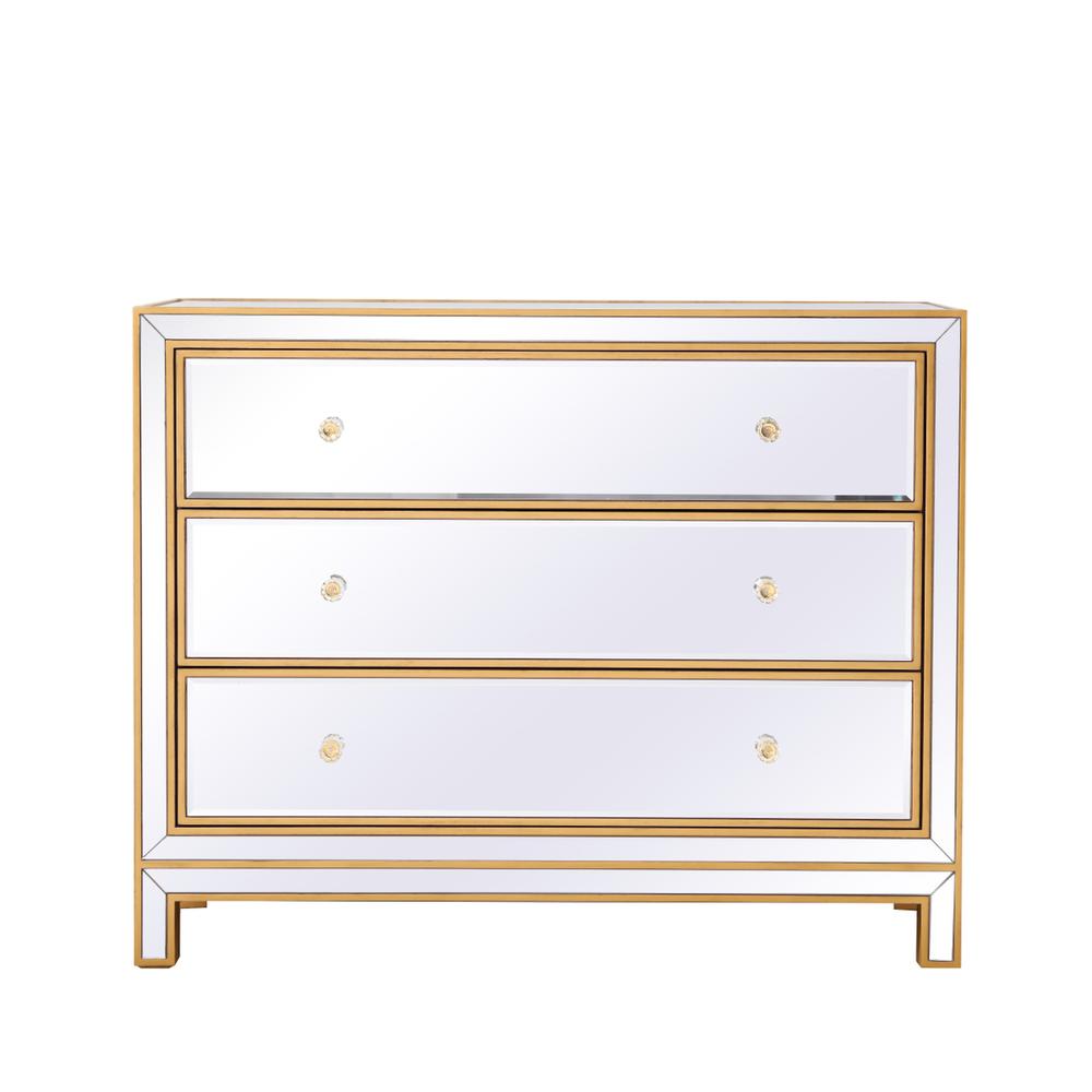 Chest 3 Drawers 40In. W X 16In. D X 32In. H In Gold. Picture 1