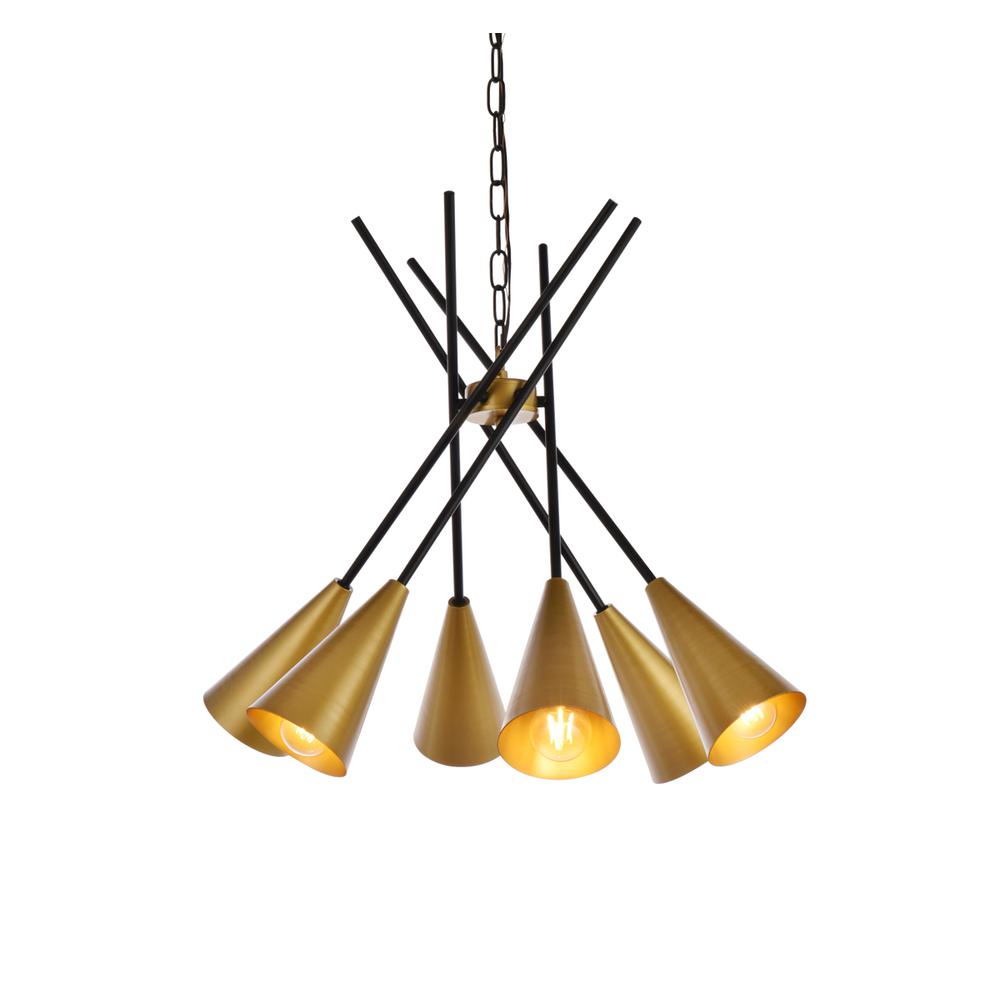 Casen 32 Inch Pendant In Black And Brass. Picture 2