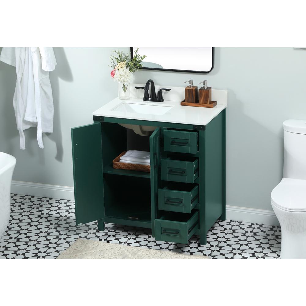 32 Inch Single Bathroom Vanity In Green With Backsplash. Picture 3