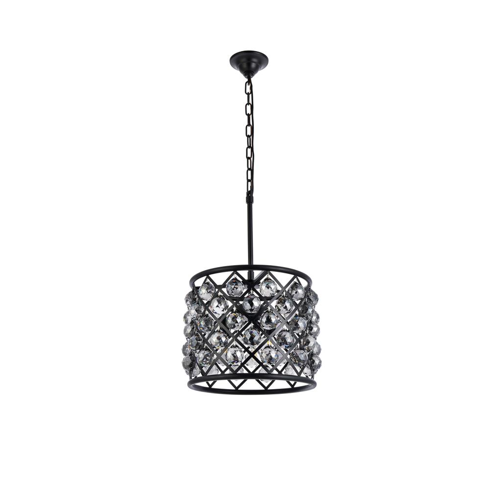 Madison 4 Light Matte Black Pendant Silver Shade (Grey) Royal Cut Crystal. Picture 6