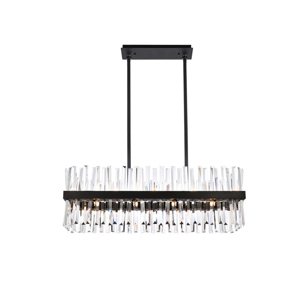 Serephina 36 Inch Crystal Rectangle Chandelier Light In Black. Picture 1
