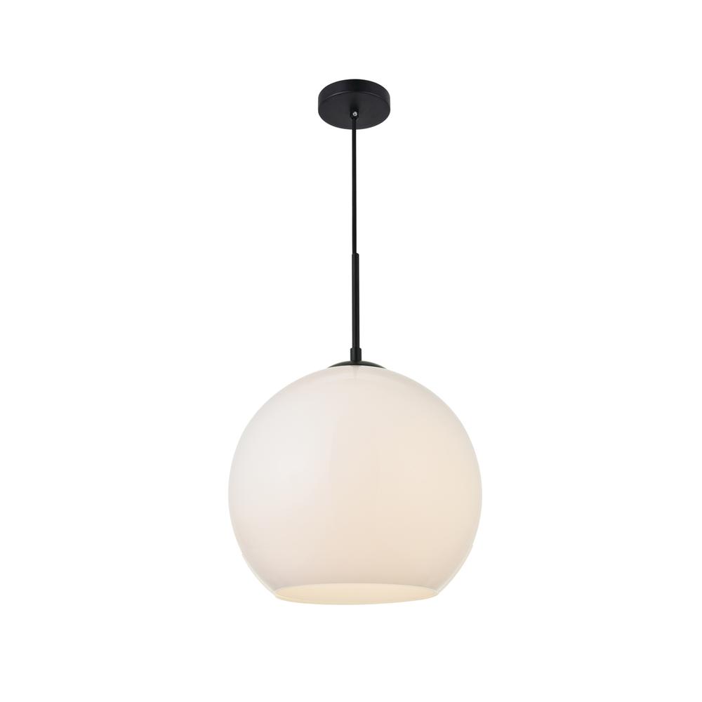 Baxter 1 Light Black Pendant With Frosted White Glass. Picture 2