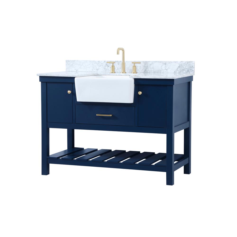 48 Inch Single Bathroom Vanity In Blue With Backsplash. Picture 7