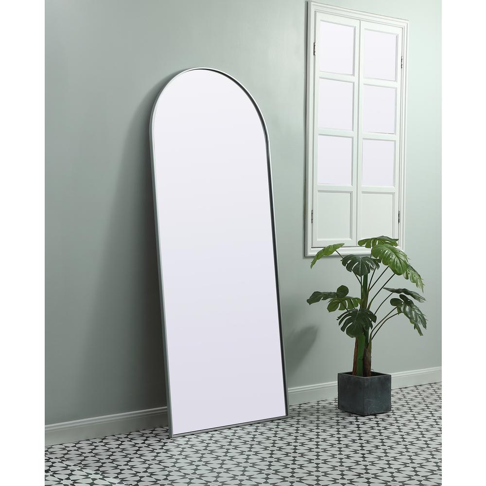 Metal Frame Arch Full Length Mirror 32X76 Inch In Silver. Picture 2