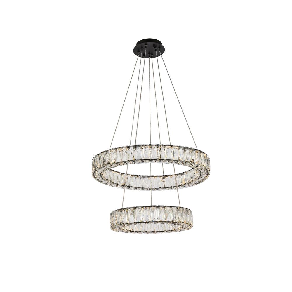 Monroe 24 Inch Led Double Ring Pendant In Black. Picture 1