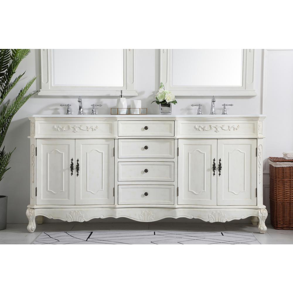 72 Inch Double Bathroom Vanity In Antique White. Picture 14