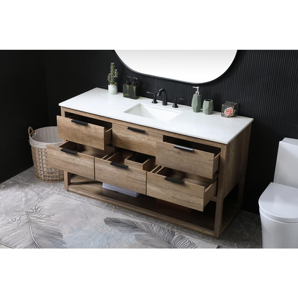 60 Inch Single Bathroom Vanity In Natural Oak. Picture 3