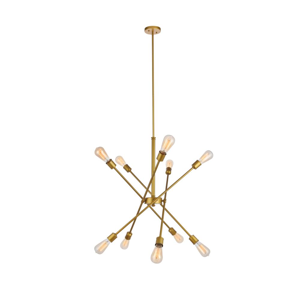 Axel 10 Lights Brass Pendant. Picture 1