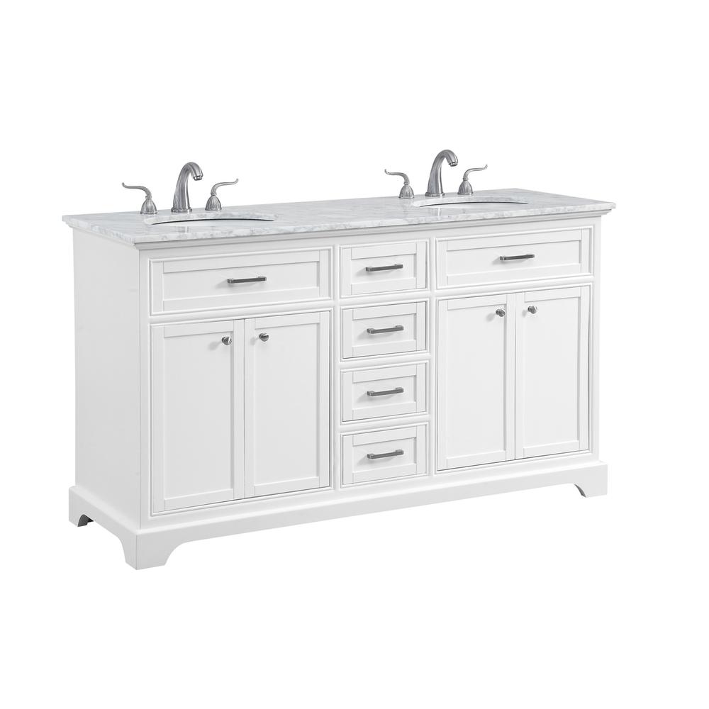 60 In. Double Bathroom Vanity Set In White. Picture 12