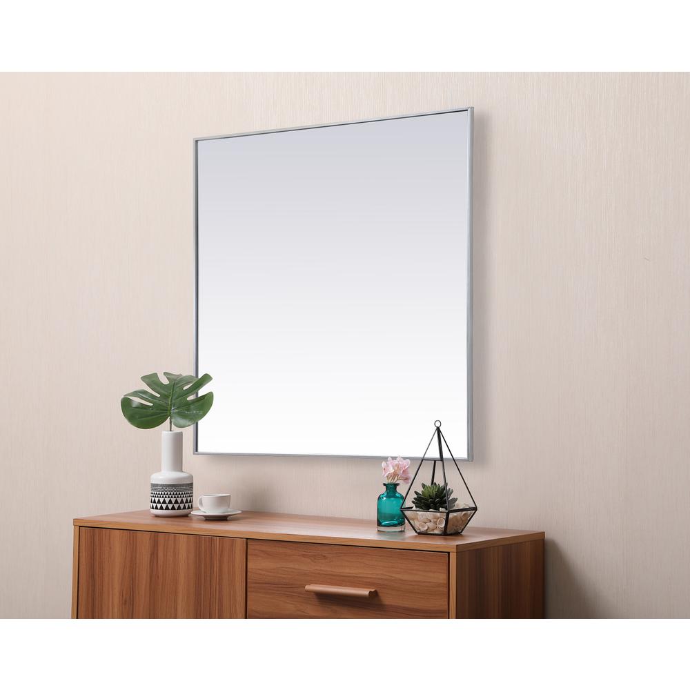 Metal Frame Square Mirror 48 Inch In Silver. Picture 4