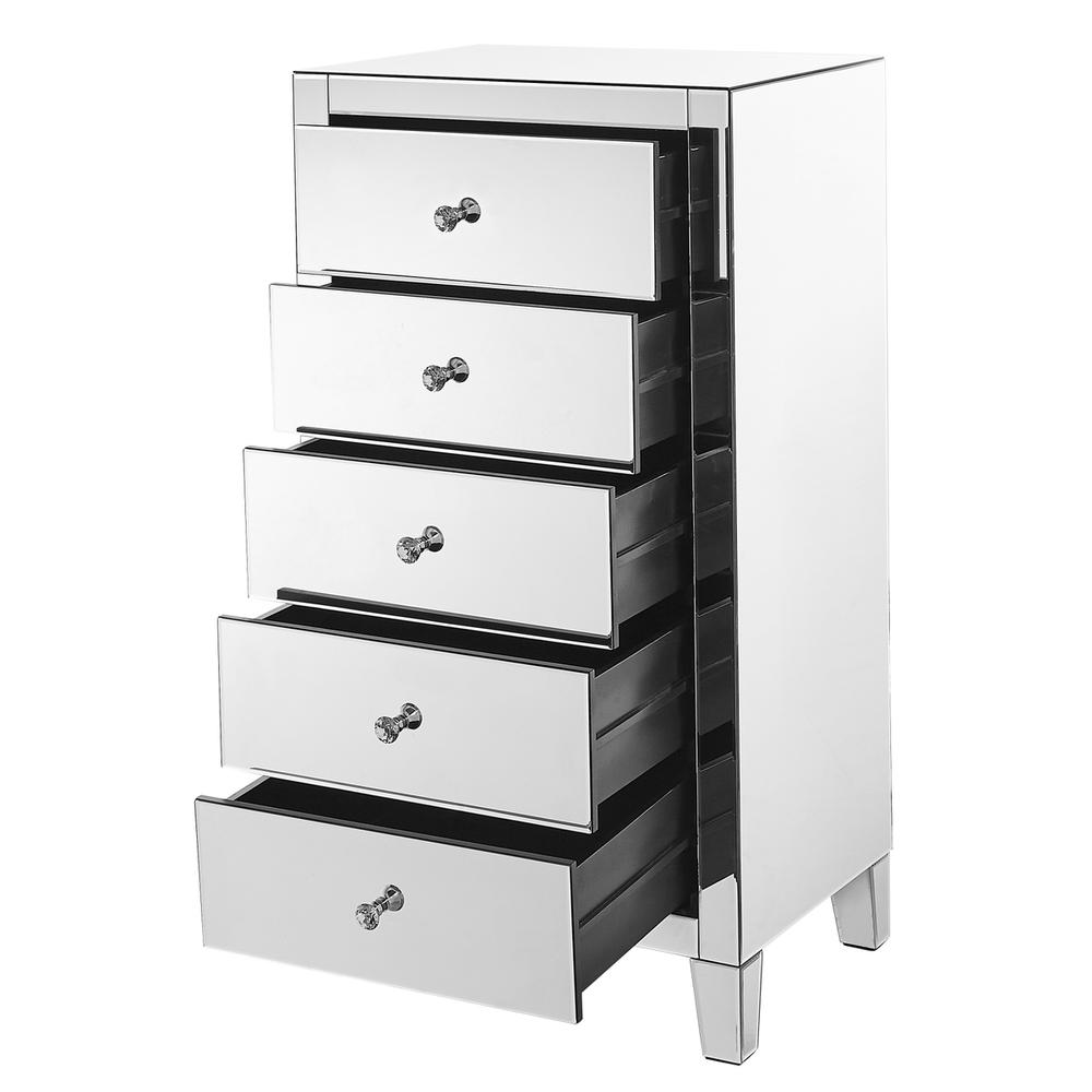 5 Drawer Chest 24 In X 18 In X 45 In.In Clear Mirror. Picture 3