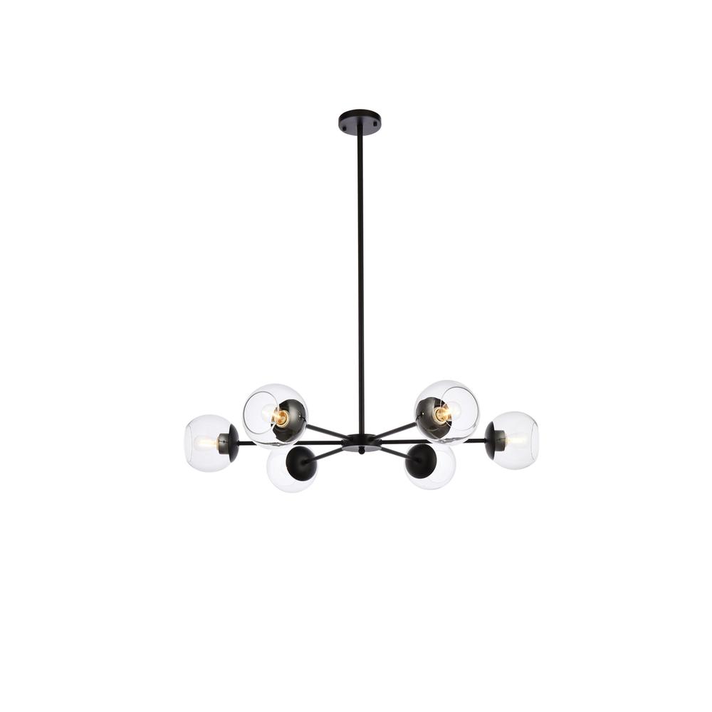 Briggs 36 Inch Pendant In Black With Clear Shade. Picture 1