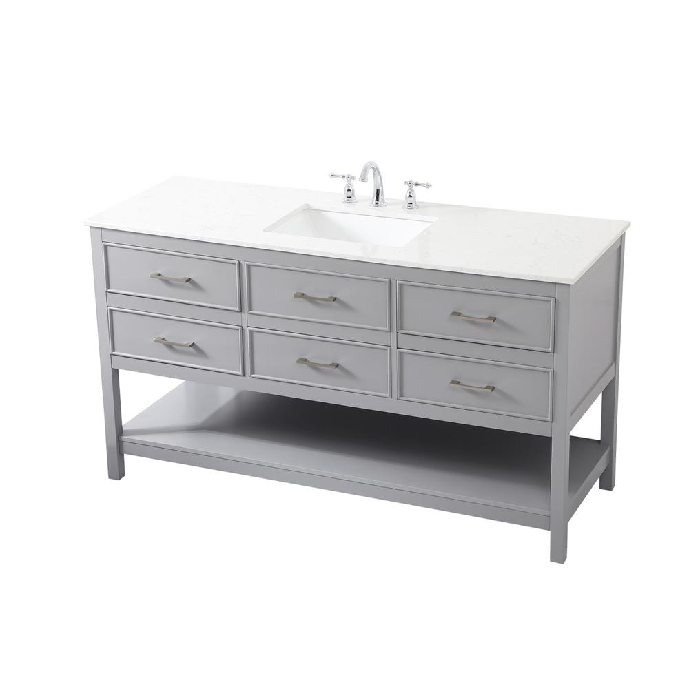 60 Inch Single Bathroom Vanity In Gray. Picture 8