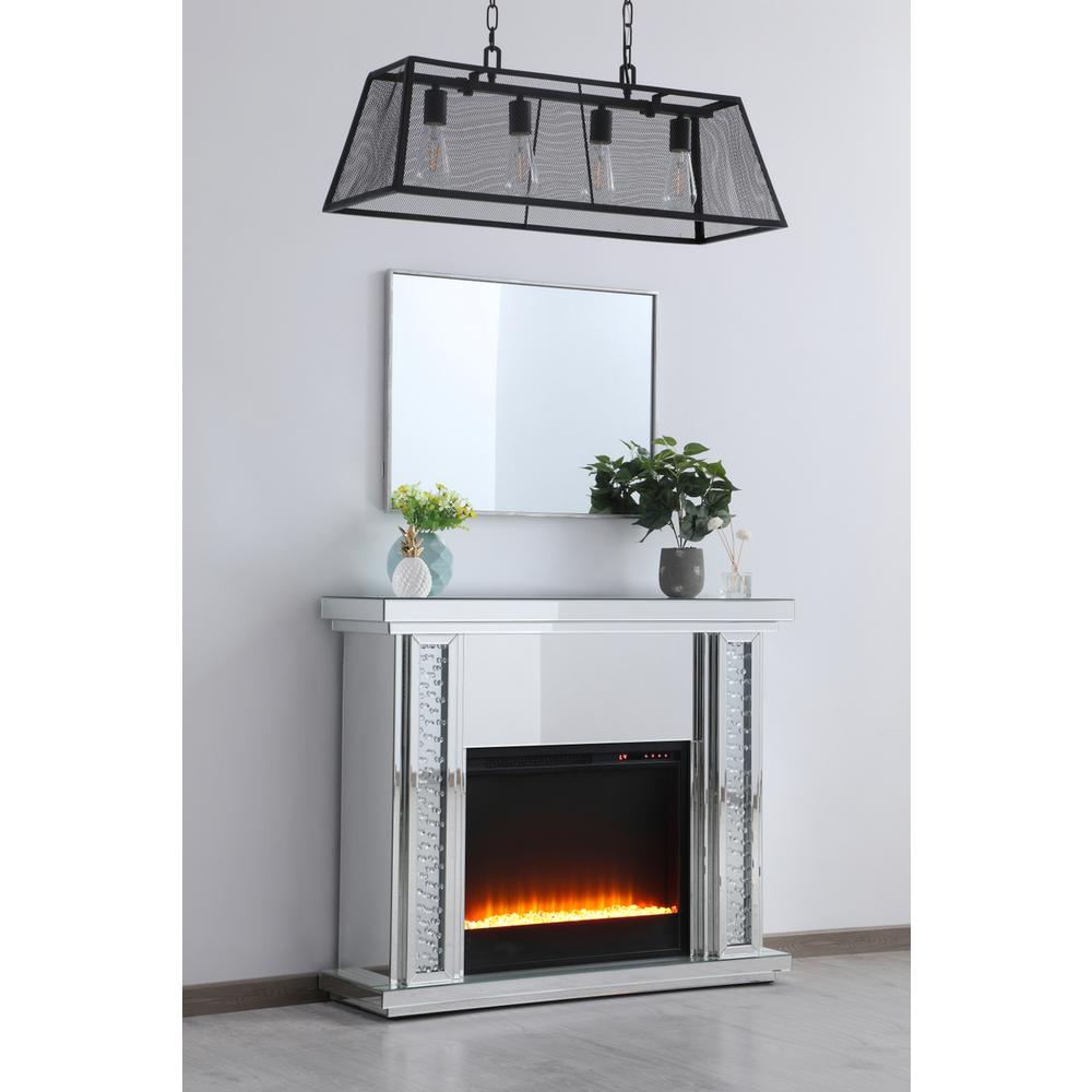47.5 In. Crystal Mirrored Mantle With Crystal Insert Fireplace. Picture 5