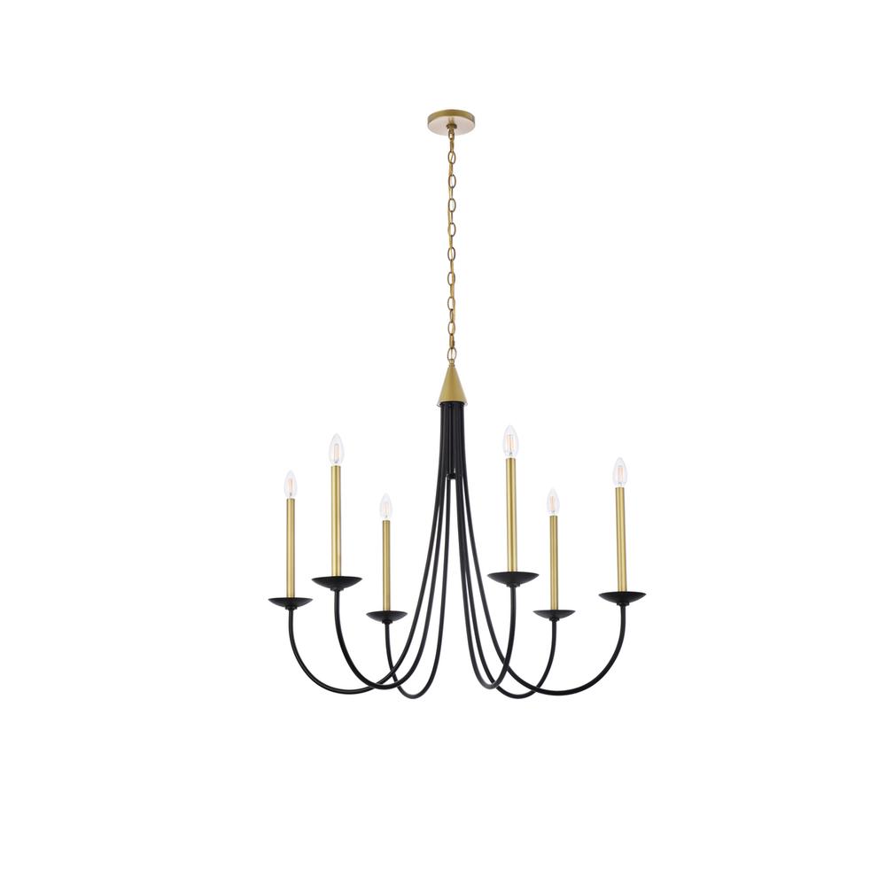 Cohen 36 Inch Pendant In Black And Brass. Picture 6