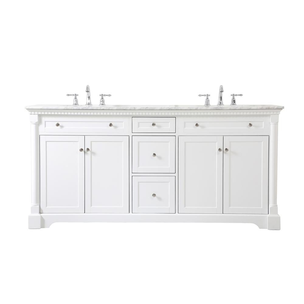 72 Inch Double Bathroom Vanity In White. Picture 1