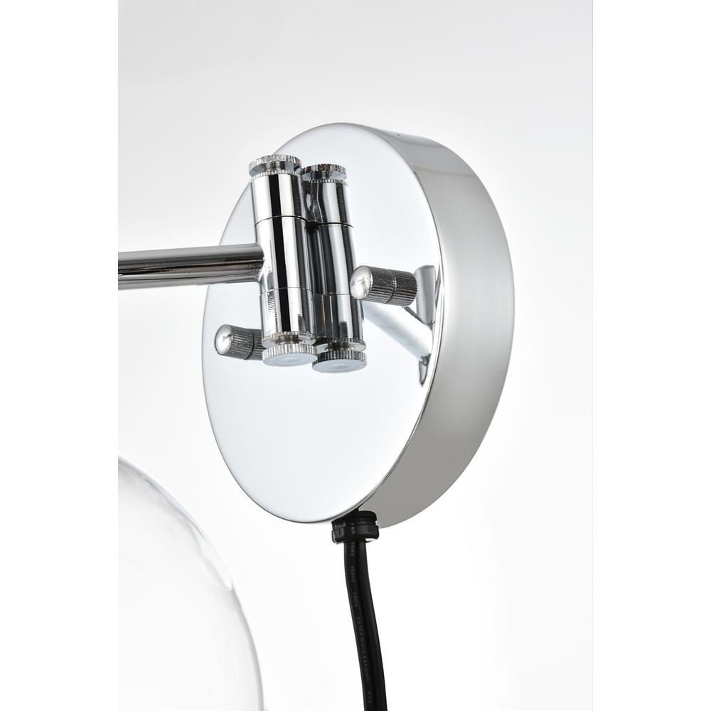 Caspian 1 Light Chrome And Clear Swing Arm Plug In Wall Sconce. Picture 5