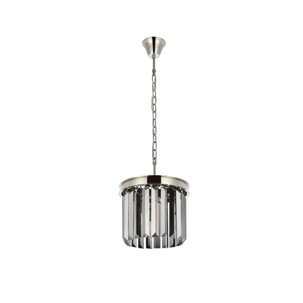 Sydney 3 Light Polished Nickel Pendant Silver Shade (Grey) Royal Cut Crystal. Picture 6