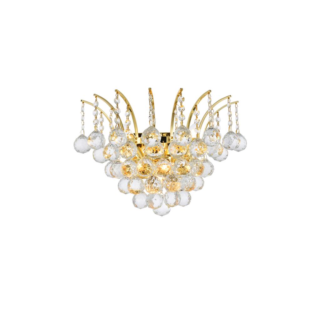 Victoria 3 Light Gold Wall Sconce Clear Royal Cut Crystal. Picture 1