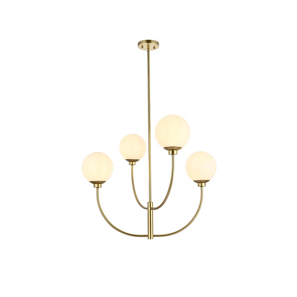 Nyomi 30 Inch Chandelier In Brass. Picture 1