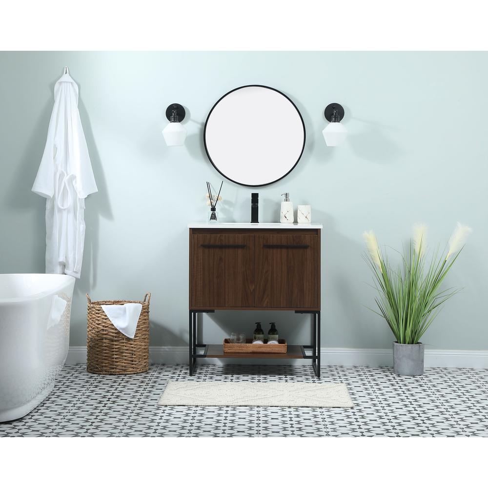 30 Inch Single Bathroom Vanity In Walnut. Picture 4