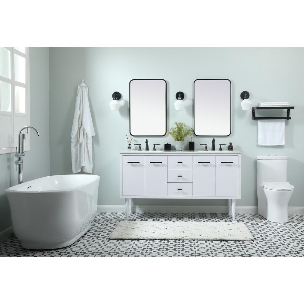 60 Inch Single Bathroom Vanity In White. Picture 4