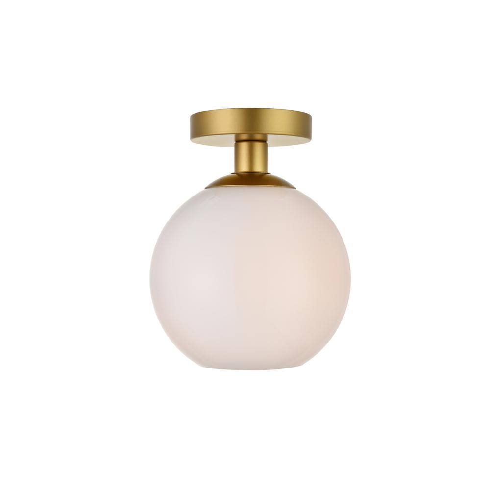 Baxter 1 Light Brass Flush Mount With Frosted White Glass. Picture 1