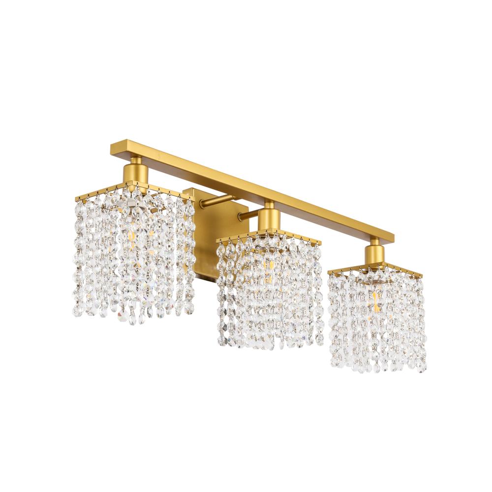 Phineas 3 Light Brass And Clear Crystals Wall Sconce. Picture 7