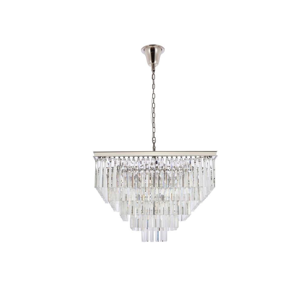 Sydney 34 Inch Square Crystal Chandelier In Polished Nickel. Picture 6