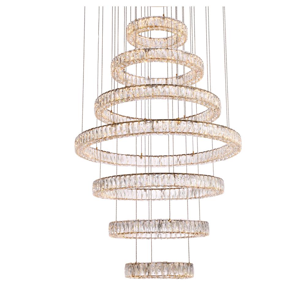 Monroe 40 Inch Led Seven Ring Chandelier In Gold. Picture 2