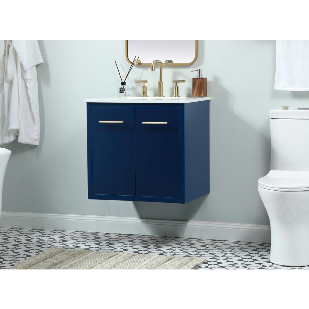 24 Inch Single Bathroom Vanity In Blue. Picture 5