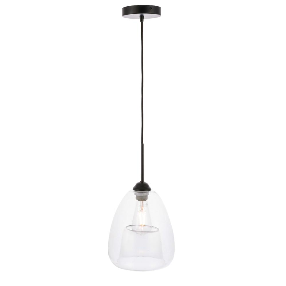 Kason 1 Light Black And Clear Glass Pendant. Picture 7