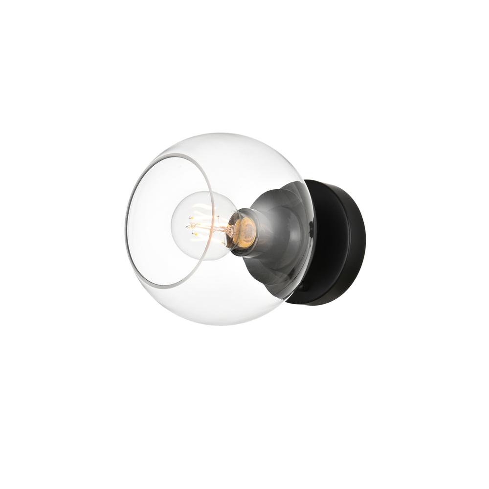 Rogelio 1 Light Black And Clear Bath Sconce. Picture 1