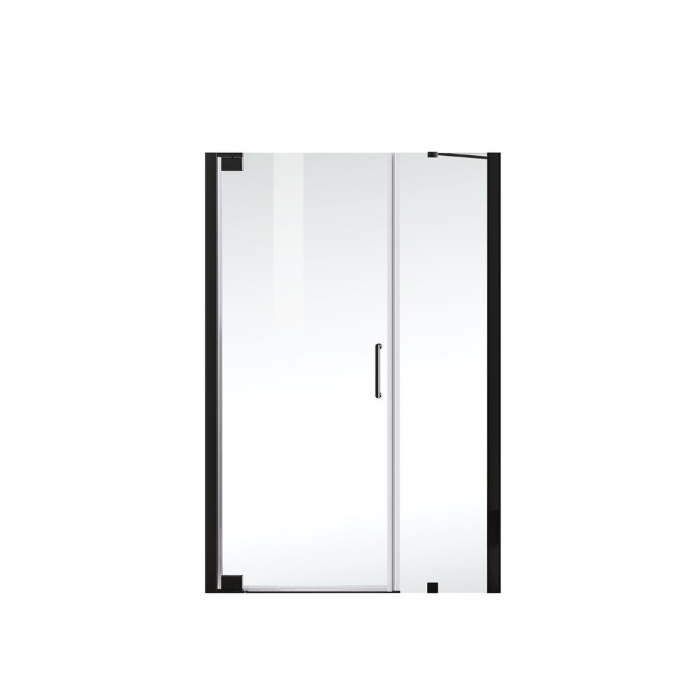 Semi-Frameless Hinged Shower Door 48 X 72 Matte Black. Picture 10