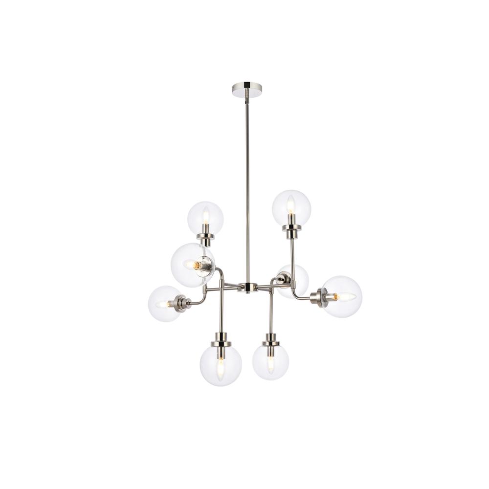 Hanson 8 Lights Pendant In Polished Nickel With Clear Shade. Picture 1