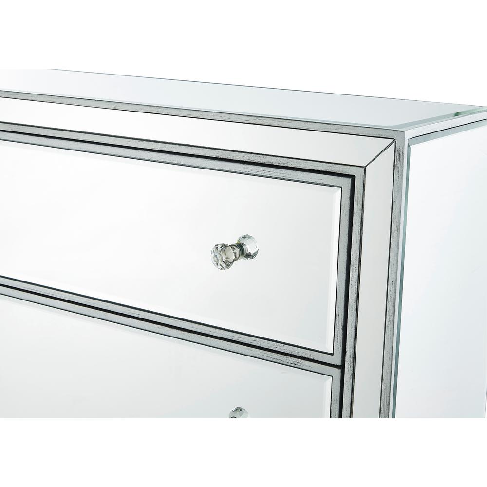 Chest 3 Drawers 40In. W X 16In. D X 32In. H In Antique Silver Paint. Picture 7