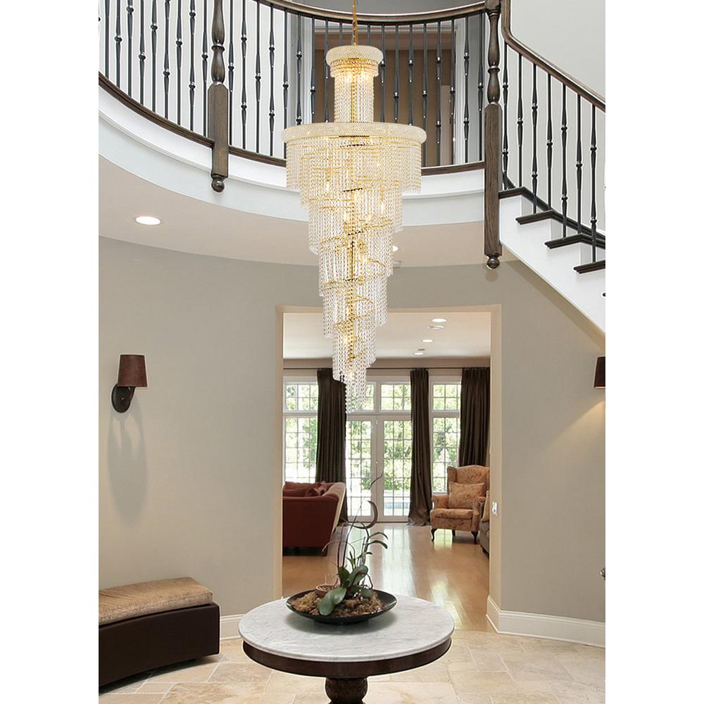 Spiral 28 Light Gold Chandelier Clear Royal Cut Crystal. Picture 8