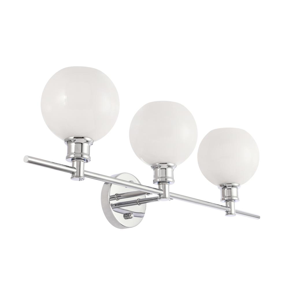 Collier 3 Light Chrome And Frosted White Glass Wall Sconce. Picture 8