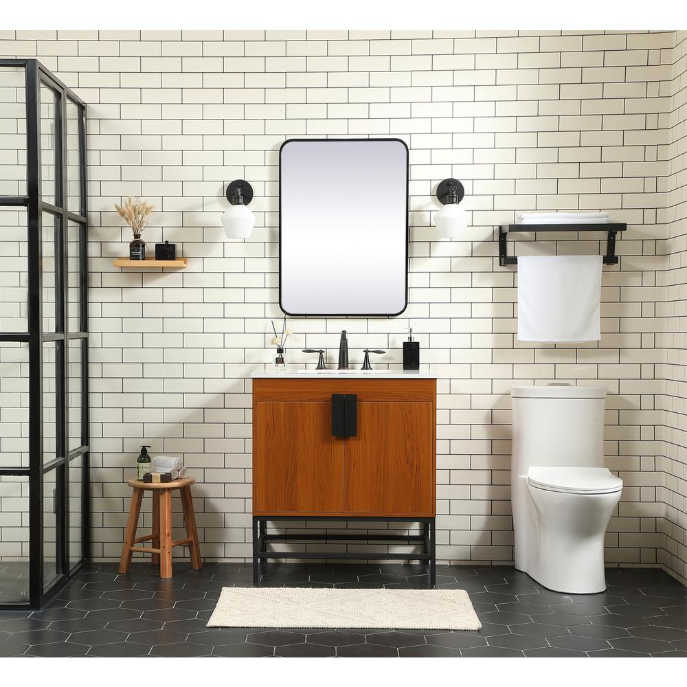 30 Inch Single Bathroom Vanity In Teak. Picture 4