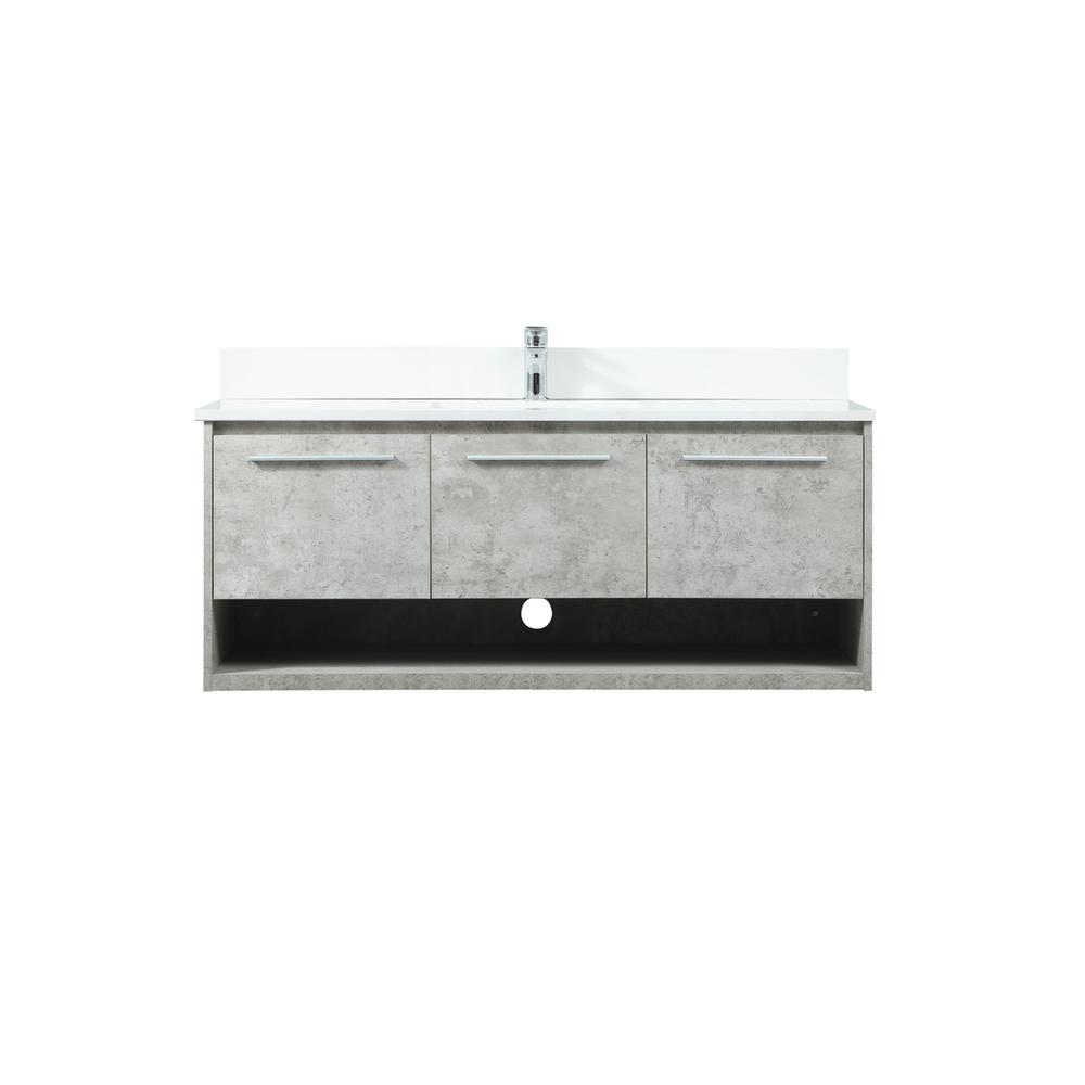 48 Inch Single Bathroom Vanity In Concrete Grey With Backsplash. Picture 1