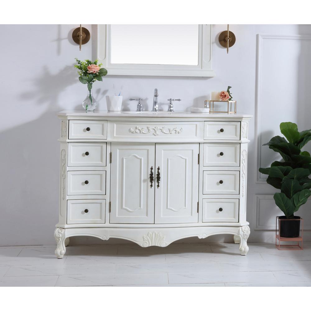 48 Inch Single Bathroom Vanity In Antique White. Picture 14