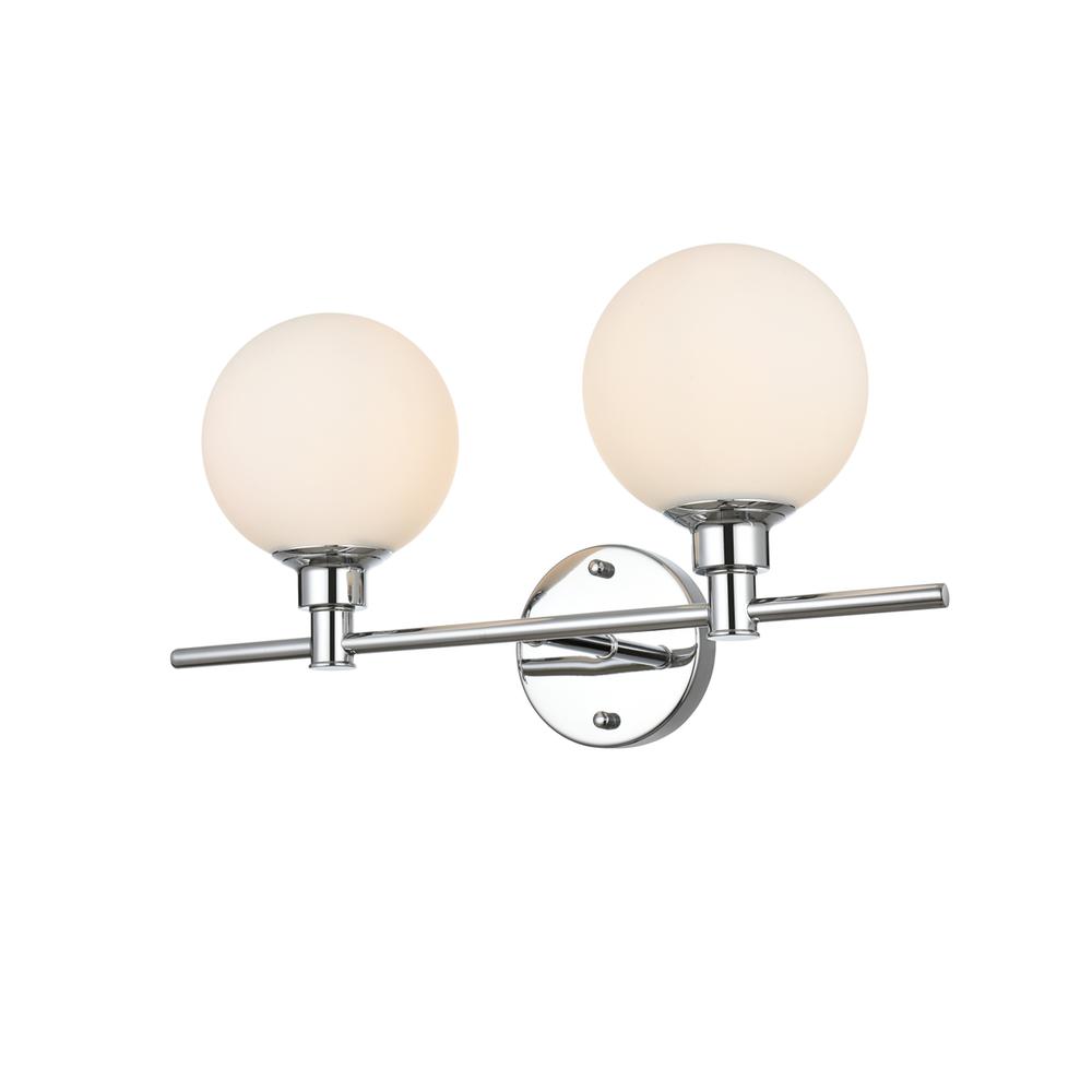 Cordelia 2 Light Chrome And Frosted White Bath Sconce. Picture 2