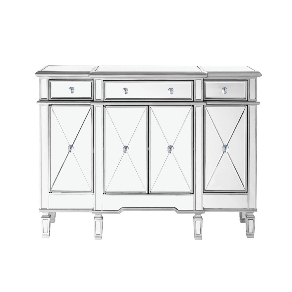 3 Drawer 4 Door Cabinet 48 .In. X 14 In. X 36 In. In Silver Clear. Picture 1