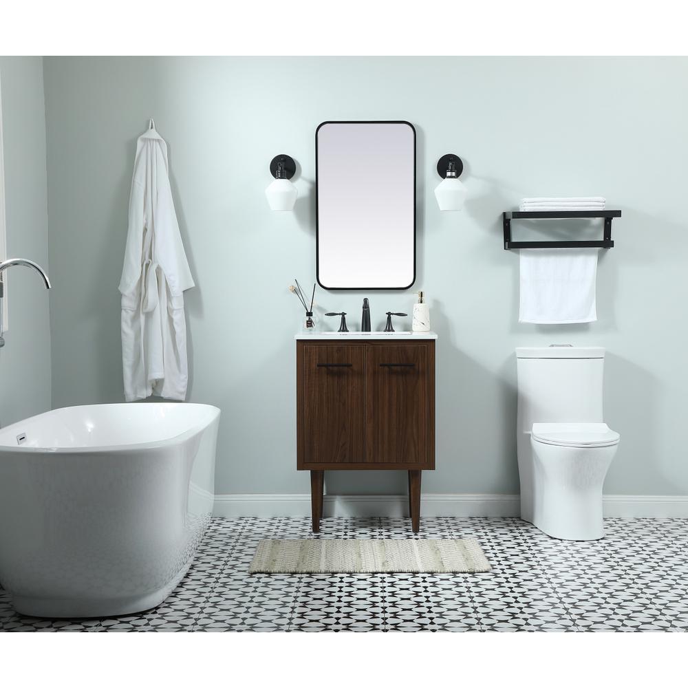 24 Inch Single Bathroom Vanity In Walnut. Picture 4
