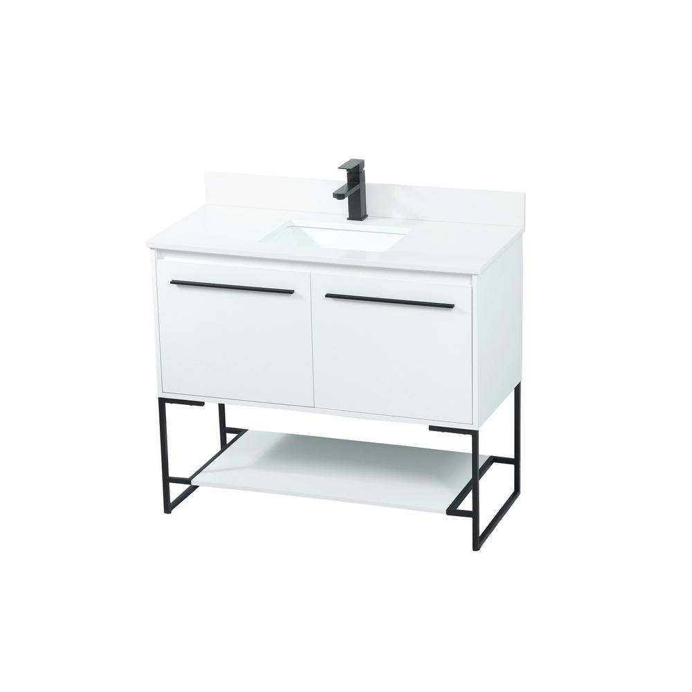 40 Inch Single Bathroom Vanity In White With Backsplash. Picture 8