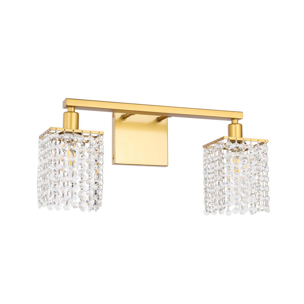 Phineas 2 Light Brass And Clear Crystals Wall Sconce. Picture 4